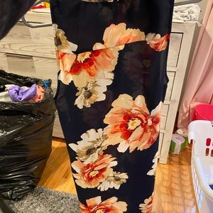 Aqua navy floral sheer dress